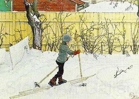Carl Larsson falugarden-esbjorn pa skidor
